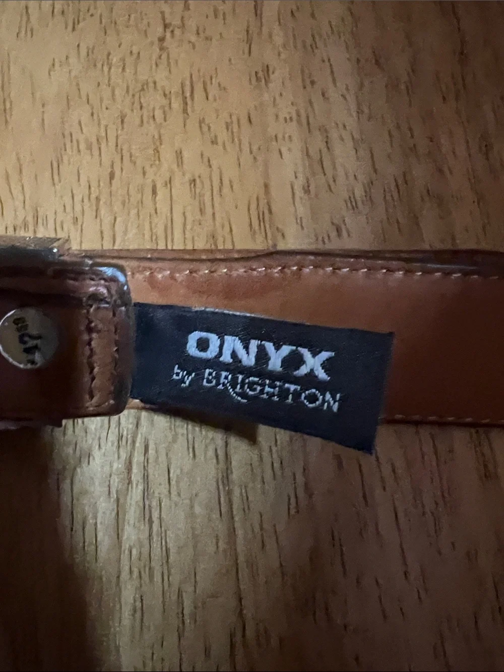 VTG Men's Size 42 Brighton Onyx Stitched Embossed Alligator Pattern Leather Belt